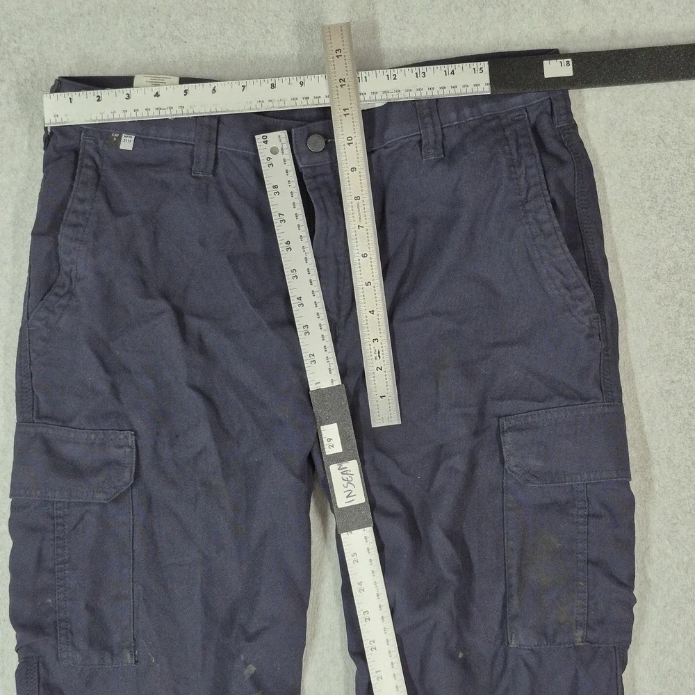Carhartt FR Men Pants 36X30 Navy Cargo Twill Work Pants Zipper 29